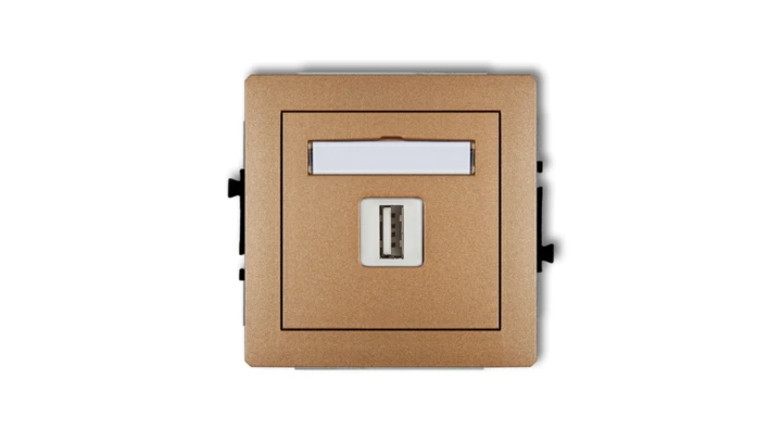 DECO Ładowarka USB pojedynczej, 5V, 1A złoty metalik 8DCUSB-1