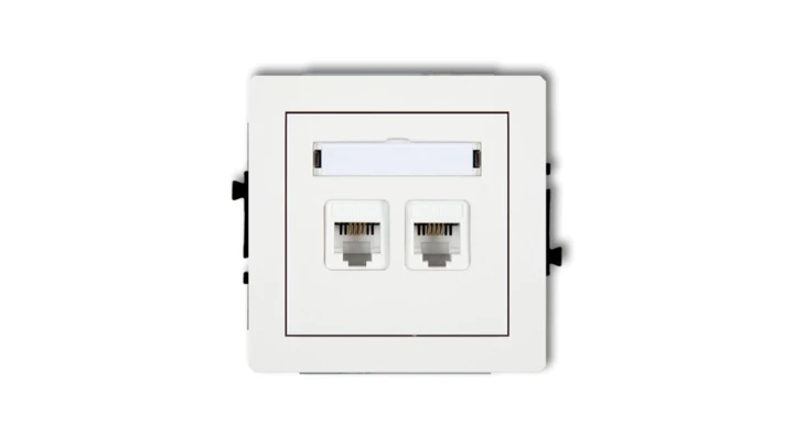 DECO Gniazda telefoniczne podwójne 2xRJ11, 4-stykowy, beznarzędziowe biały DGT-2