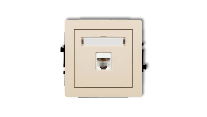 DECO Gniazda komputerowe pojedyncze 1xRJ45, kat. 5e, ekranowane, 8-stykowy beżowy 1DGK-1e