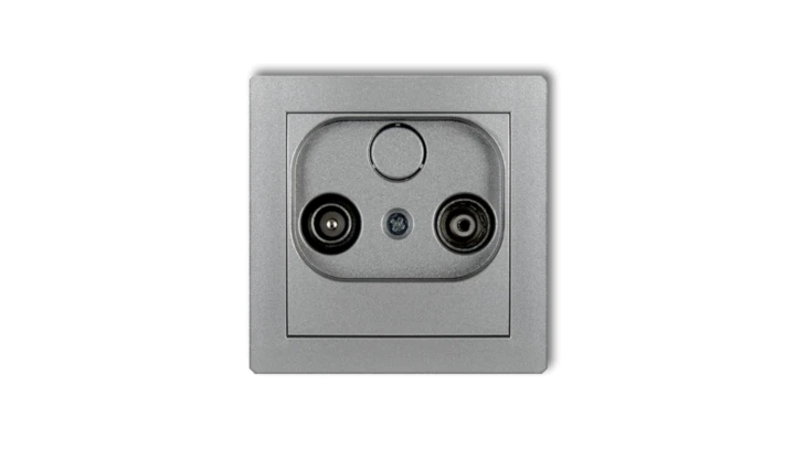 DECO Gniazdo antenowe RTV przelotowe 12dB srebrny metalik 7DG12P