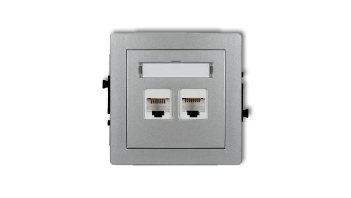 DECO Gniazda komputerowe podwójne 2xRJ45, kat. 6, 8-stykowy srebrny metalik 7DGK-4
