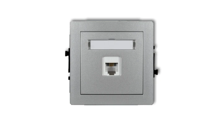 DECO Gniazda telefoniczne pojedyncze 1xRJ11, 4-stykowy, beznarzędziowe srebrny metalik 7DGT-1