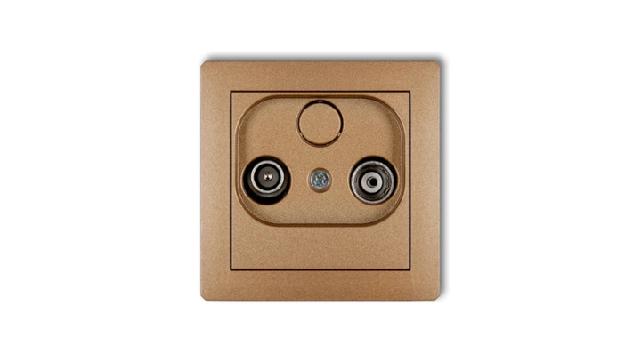 DECO Gniazdo antenowe RTV przelotowe 15dB złoty metalik 8DG15P