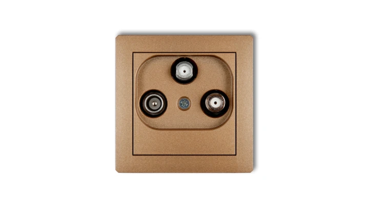 DECO Gniazdo antenowe 2 wyjścia SAT + TV złoty metalik 8DGSN