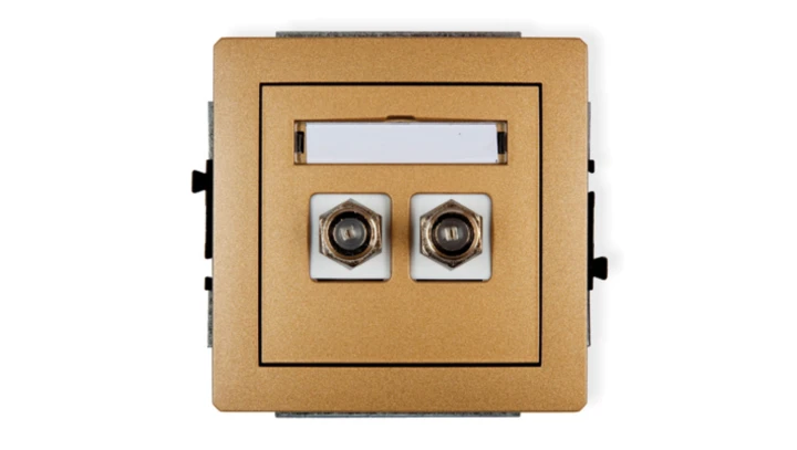 DECO Gniazdo antenowe podwójnego typu F (SAT) niklowany złoty metalik 8DGF-2