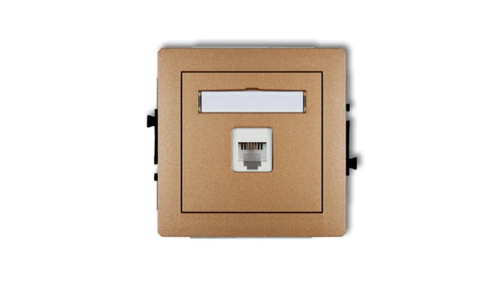 DECO Gniazda telefoniczne pojedyncze 1xRJ11, 4-stykowy, beznarzędziowe złoty metalik 8DGT-1