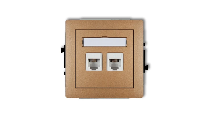 DECO Gniazda telefoniczne podwójne 2xRJ11, 4-stykowy, beznarzędziowe złoty metalik 8DGT-2