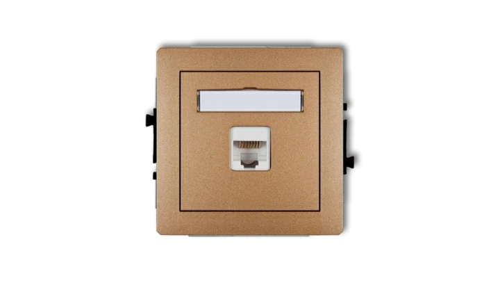 DECO Gniazda komputerowe pojedyncze 1xRJ45, kat. 5e, ekranowane, 8-stykowy złoty metalik 8DGK-1e