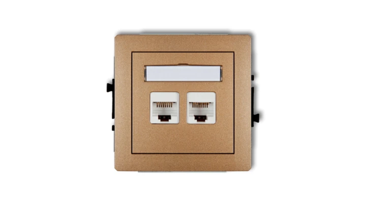 DECO Gniazda komputerowe podwójne 2xRJ45, kat. 5e, 8-stykowy złoty metalik 8DGK-2