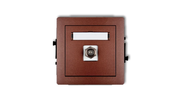 DECO Gniazdo antenowe pojedyncze typu F (SAT) niklowany brązowy metalik 9DGF-1