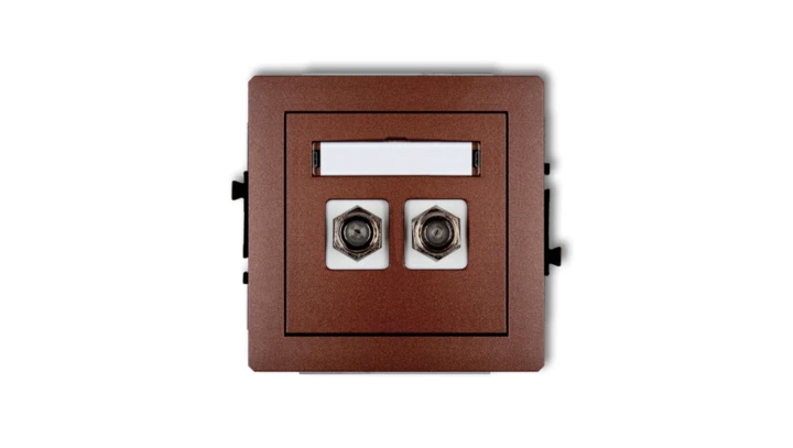 DECO Gniazdo antenowe podwójnego typu F (SAT) niklowany brązowy metalik 9DGF-2