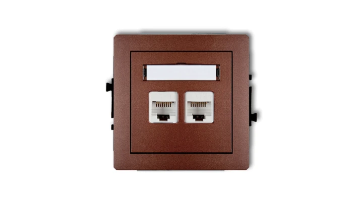 DECO Gniazda komputerowe podwójne 2xRJ45, kat. 5e, 8-stykowy brązowy metalik 9DGK-2