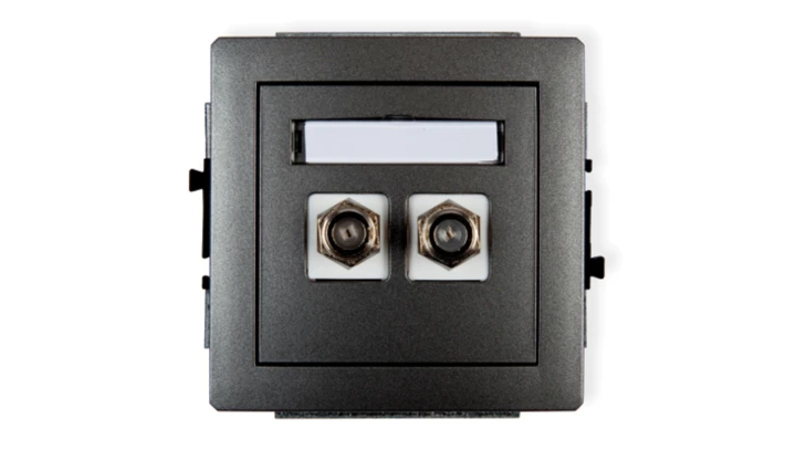 DECO Gniazdo antenowe podwójnego typu F (SAT) niklowany grafitowy 11DGF-2