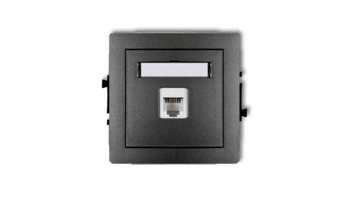 DECO Gniazda telefoniczne pojedyncze 1xRJ11, 4-stykowy, beznarzędziowe grafitowy 11DGT-1