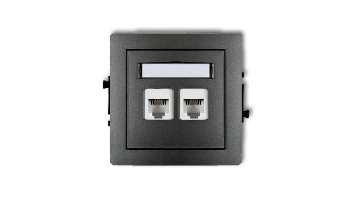 DECO Gniazda telefoniczne podwójne 2xRJ11, 4-stykowy, beznarzędziowe grafitowy 11DGT-2