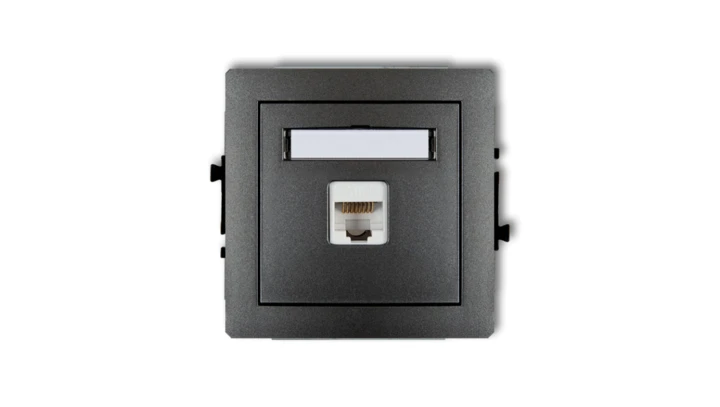 DECO Gniazda komputerowe pojedyncze 1xRJ45, kat. 5e, ekranowane, 8-stykowy grafitowy 11DGK-1e