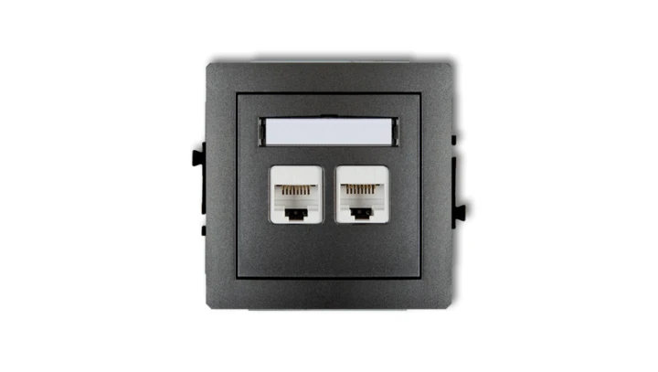DECO Gniazda komputerowe podwójne 2xRJ45, kat. 6, 8-stykowy grafitowy 11DGK-4