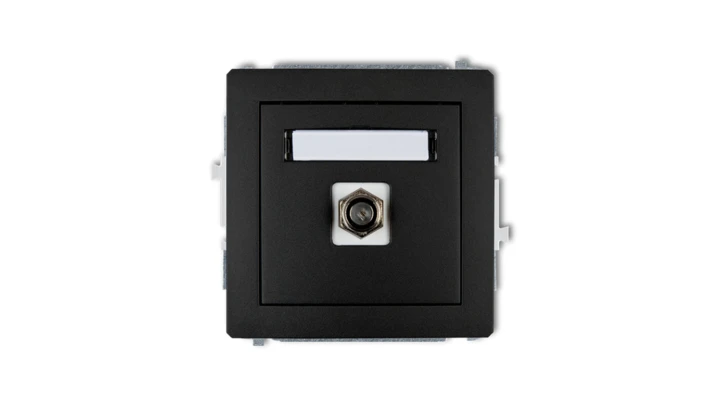 DECO Gniazdo antenowe pojedyncze typu F (SAT) niklowany czarny mat 12DGF-1