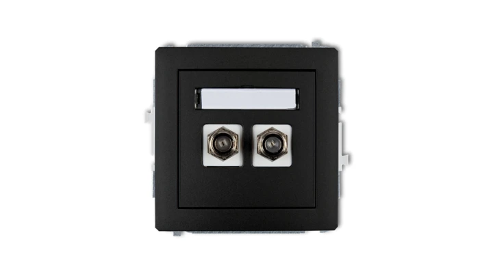 DECO Gniazdo antenowe podwójnego typu F (SAT) niklowany czarny mat 12DGF-2