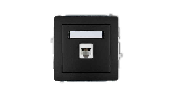 DECO Gniazda telefoniczne pojedyncze 1xRJ11, 4-stykowy, beznarzędziowe czarny mat 12DGT-1