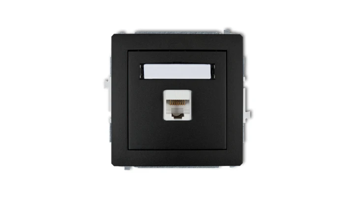 DECO Gniazda komputerowe pojedyncze 1xRJ45, kat. 5e, ekranowane, 8-stykowy czarny mat 12DGK-1e