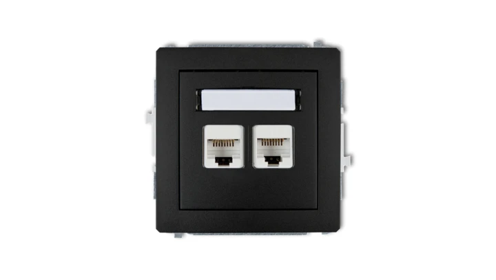 DECO Gniazda komputerowe podwójne 2xRJ45, kat. 5e, 8-stykowy czarny mat 12DGK-2