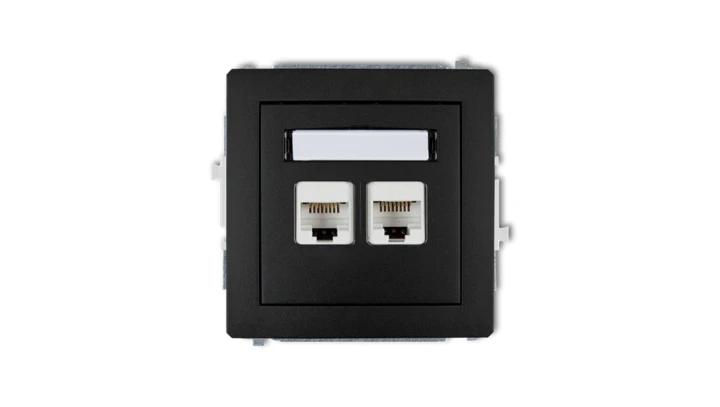 DECO Gniazda komputerowe podwójne 2xRJ45, kat. 6, 8-stykowy czarny mat 12DGK-4