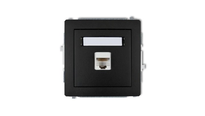DECO Gniazda komputerowe pojedyncze 1xRJ45, kat. 6, ekranowane, 8-stykowy czarny mat 12DGK-5