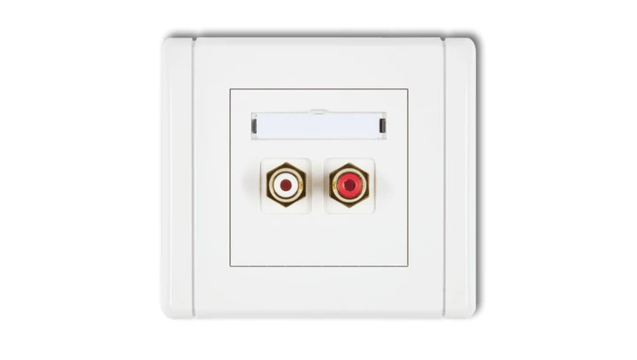 FLEXI Gniazdo podwójne RCA (typu cinch - biały i czerwony, pozłacane) biały FGRCA-2