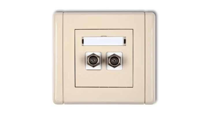 FLEXI Gniazdo antenowe podwójne typu F (SAT) niklowane beżowy 1FGF-2