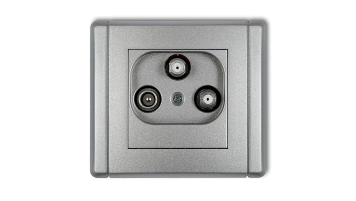 FLEXI Gniazdo antenowe 2 wyjścia SAT + TV srebrny metalik 7FGSN