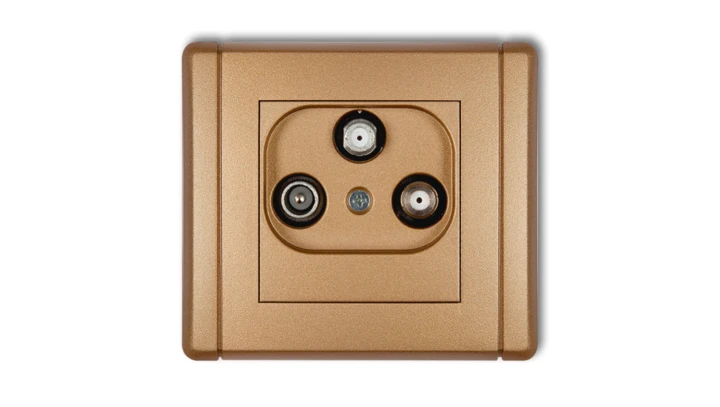 FLEXI Gniazdo antenowe 2 wyjścia SAT + TV złoty metalik 8FGSN