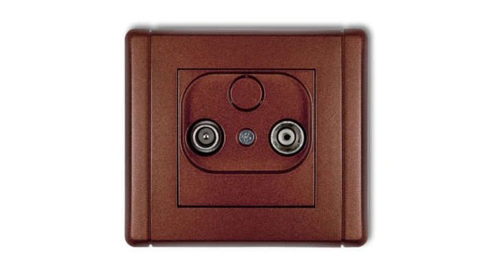 FLEXI Gniazdo antenowe RTV przelotowe 15dB brązowy metalik 9FG15P