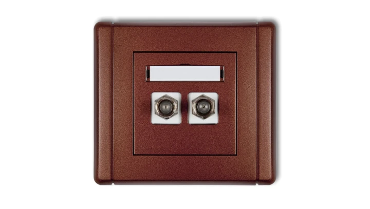 FLEXI Gniazdo antenowe podwójne typu F (SAT) niklowane brązowy metalik 9FGF-2