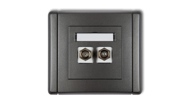 FLEXI Gniazdo antenowe podwójne typu F (SAT) niklowane grafitowy 11FGF-2