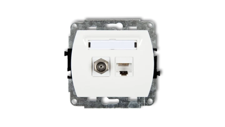 TREND Gniazdo antenowe pojedyncze typu F (SAT) + gniazda komputerowe pojedyncze 1xRJ45 kat. 5e 8-stykowy biały GFK-1