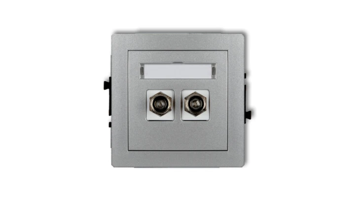 DECO Gniazdo antenowe podwójnego typu F (SAT) pozłacany srebrny metalik 7DGF-2.1