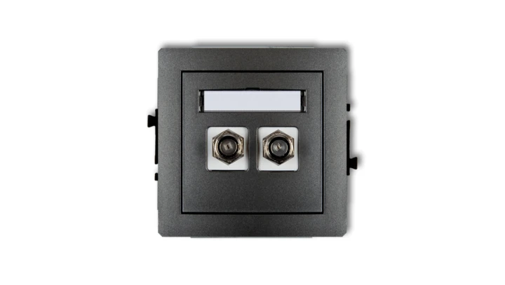 DECO Gniazdo antenowe podwójnego typu F (SAT) pozłacany grafitowy 11DGF-2.1