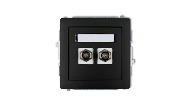 DECO Gniazdo antenowe podwójnego typu F (SAT) pozłacany czarny mat 12DGF-2.1