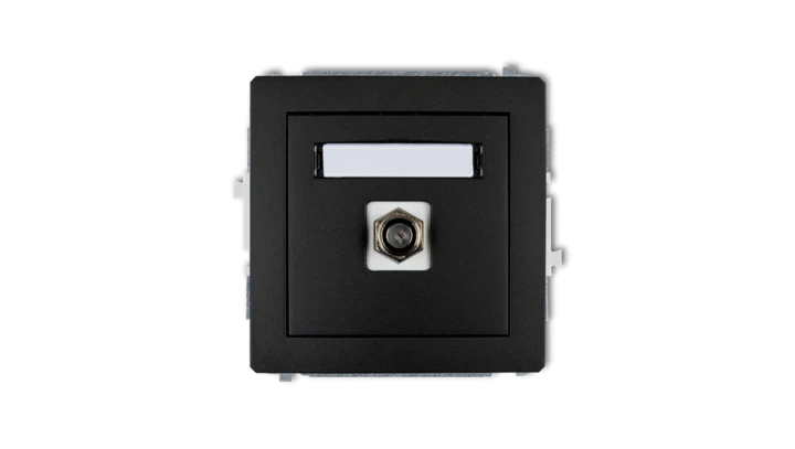 DECO Gniazdo antenowe pojedyncze typu F (SAT) pozłacany czarny mat 12DGF-1.1