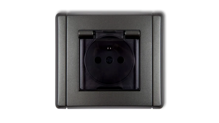 FLEXI Gniazdo bryzgoszczelne z/u (klapka dymna) grafitowy 11FGPB-1zdp