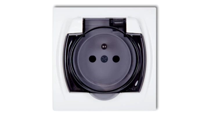 LOGO Gniazdo bryzgoszczelne z/u (klapka dymna) biały LGPB-1zdp