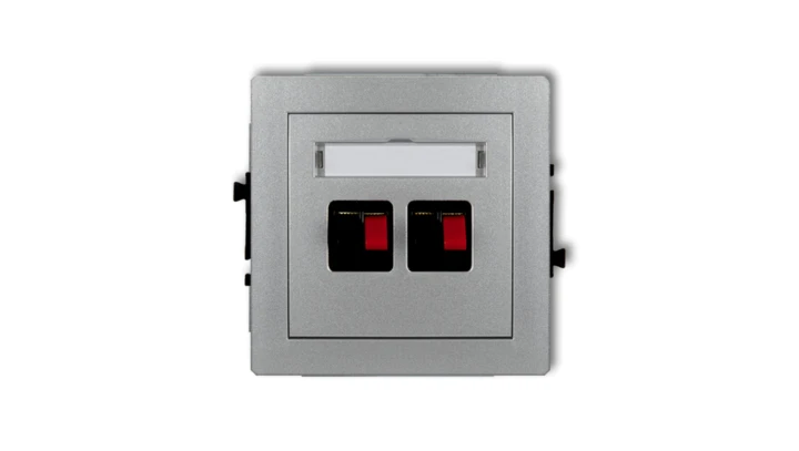 DECO Gniazdo głośnikowe podwójne srebrny metalik 7DGG-2