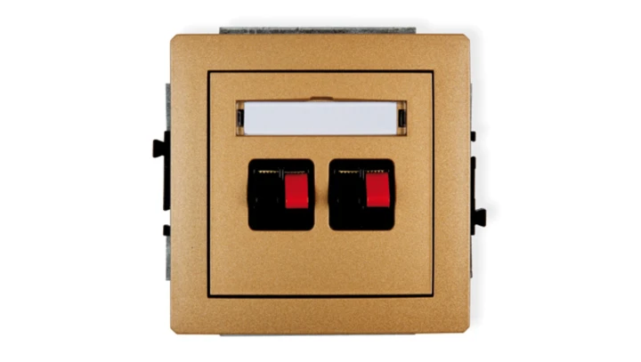 DECO Gniazdo głośnikowe podwójne złoty metalik 8DGG-2