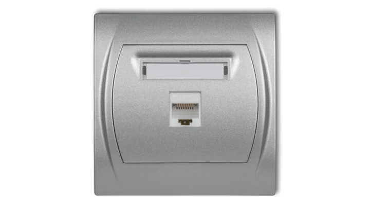 LOGO Gniazdo komputerowe pojedyncze 1xRJ45, kat. 5e, 8-stykowy srebrny metalik 7LGK-1