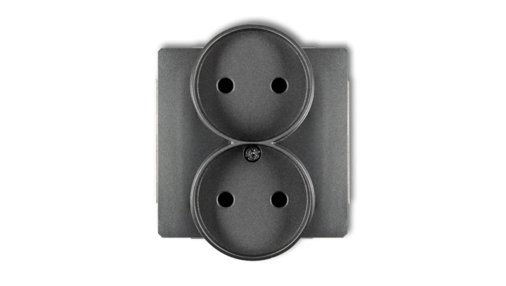 DECO Gniazdo podwójne b/u grafitowy 11DGPR-2p