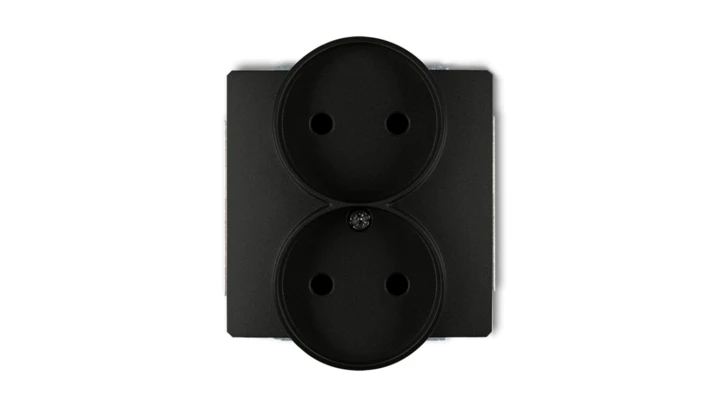 DECO Gniazdo podwójne b/u czarny mat 12DGPR-2p