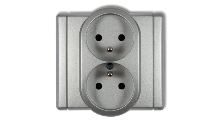 FLEXI Gniazdo podwójne z/u srebrny metalik 7FGP-2zp