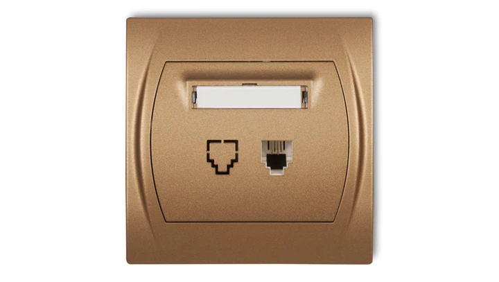 LOGO Gniazdo telefoniczne pojedyncze 1xRJ11, 4-stykowy złoty metalik 8LGT-1