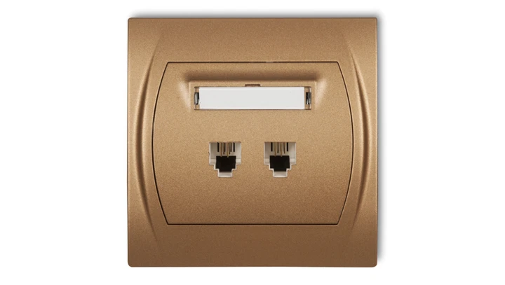 LOGO Gniazdo telefoniczne podwójne 2xRJ11, 4-stykowy złoty metalik 8LGT-2